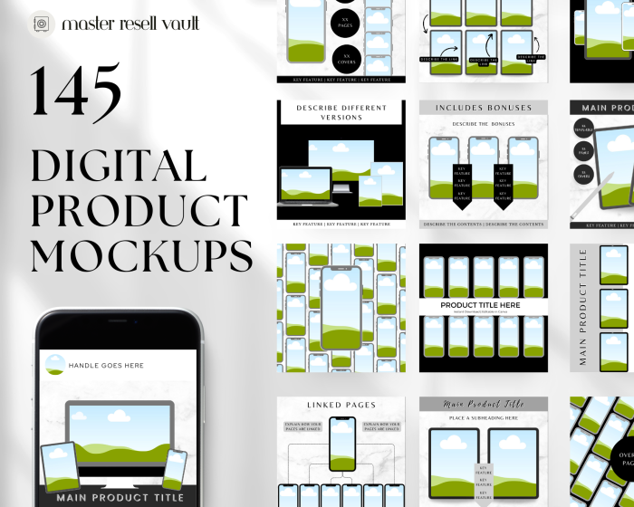 145 Digital Product Mockups